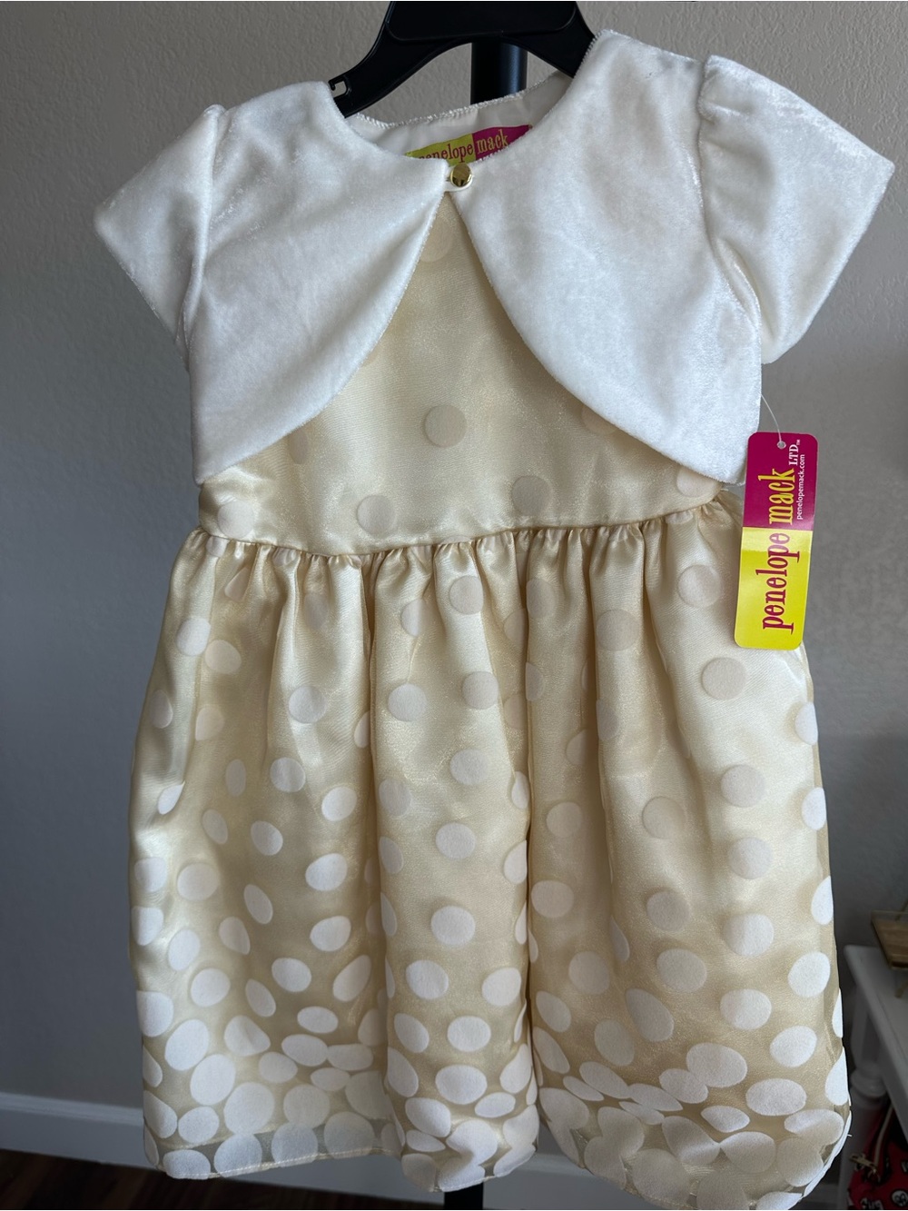 New Penelope Mack Cream Velvet Bolero with Gold Button